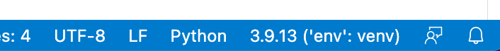 Python version in bottom bar of VSCode.