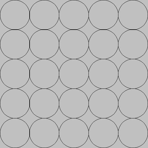 five by five grid of circles