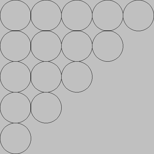 upper left triangle of circles