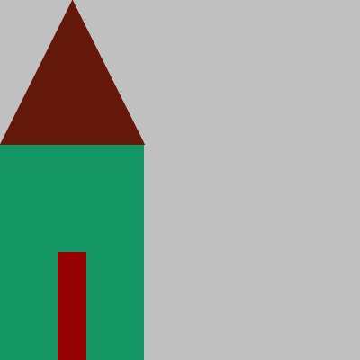 Simple image of a house, scaled to a 2x5 size